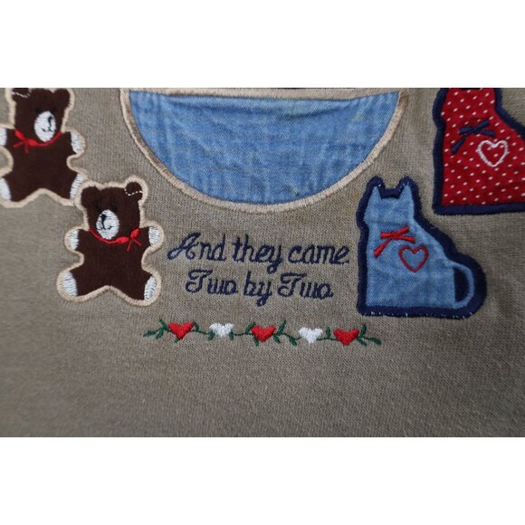 Vintage 90s Womens Large Christian Noahs Ark Cat Heart Layered Sweatshirt USA - Picture 5 of 16